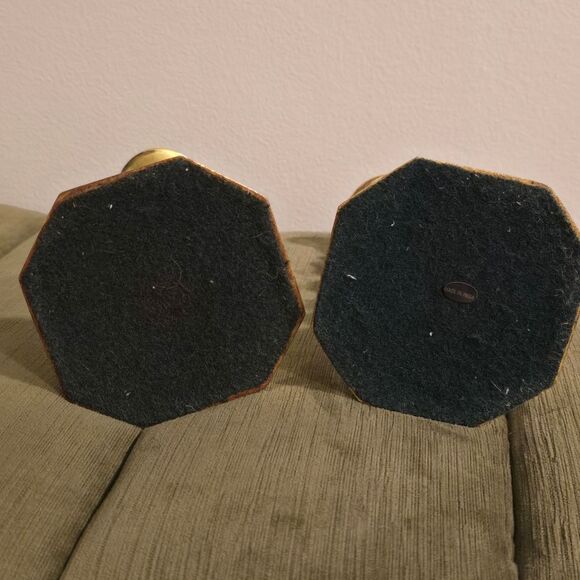 Vintage Set of 2 Brass Spiral Clear Lucite Acrylic Candlesticks Holders MCM - Picture 7 of 10